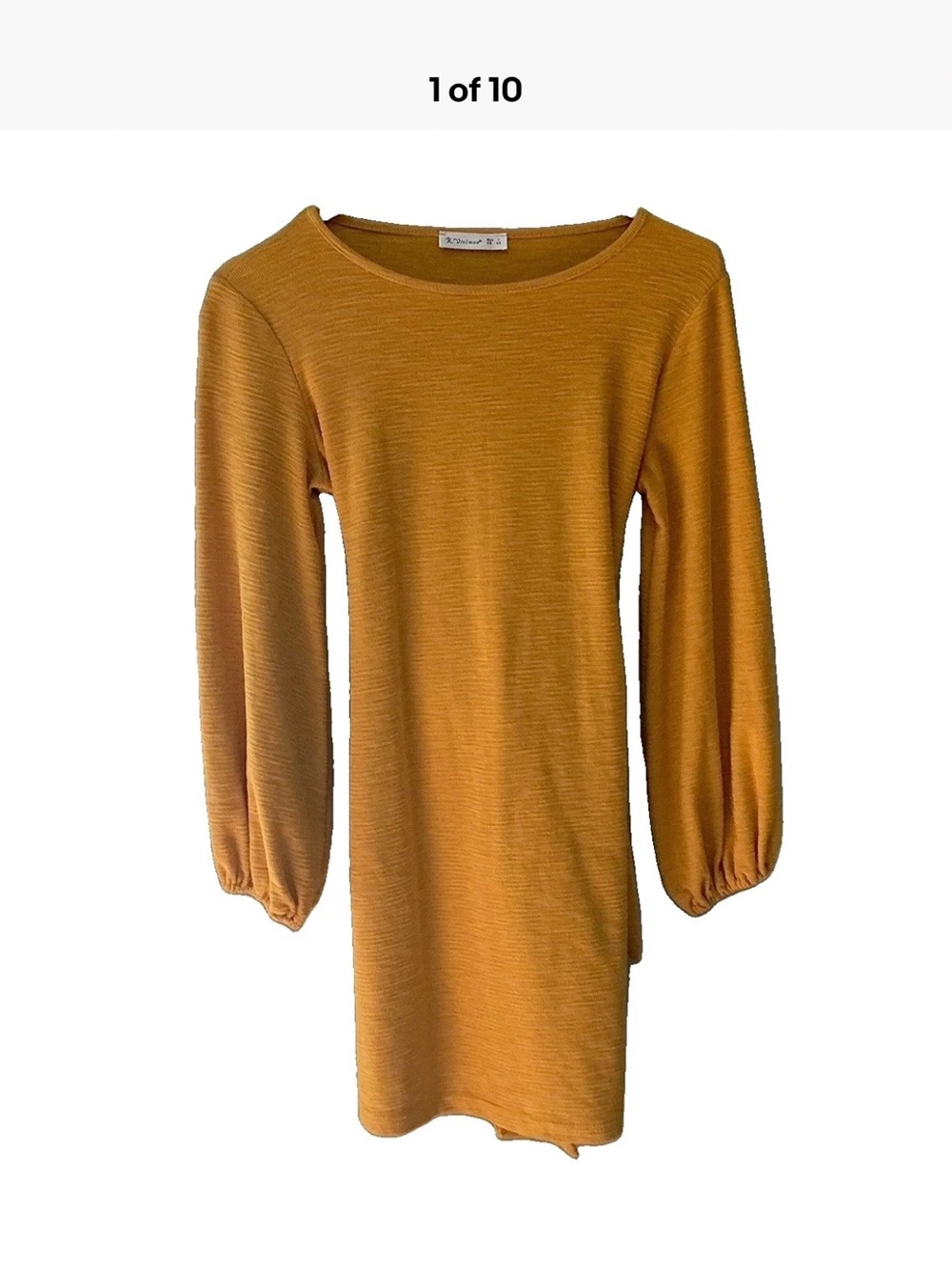 R. Vivimos Womens S Dress Mustard Yellow Tie Back Balloon Sleeves Textured Knit